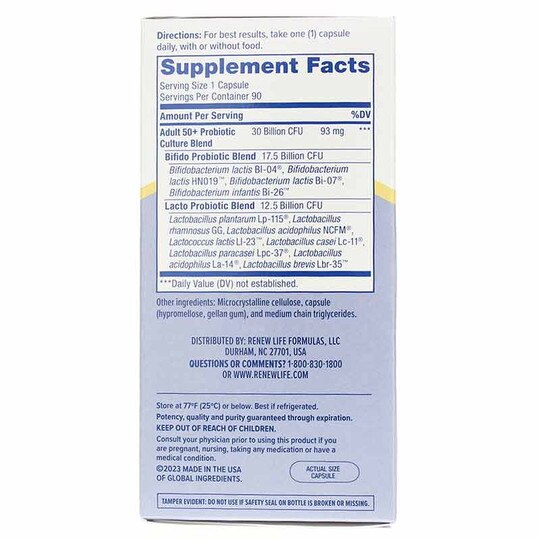 Ultimate Flora Probiotic 30 Billion Adult 50+ Formula, RNL